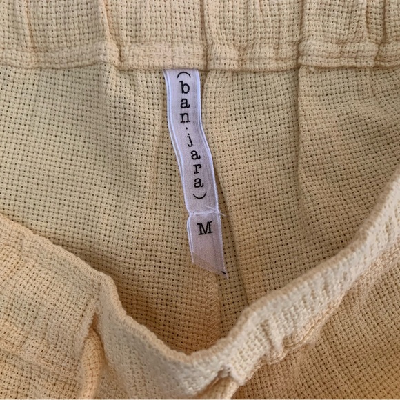 Banjara Yellow Beachy Shorts with Drawstring Waist and Fringe Trim - Picture 2 of 4